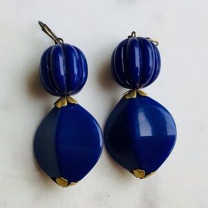 Handmade Cobalt Blue Chunky Statement Drop Earrings